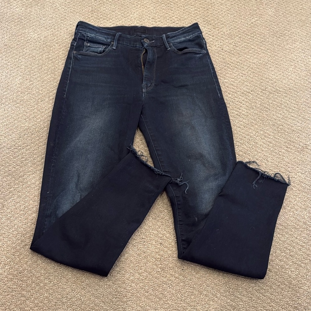 MOTHER High Waisted Looker Ankle Fray